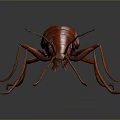 3D Rendered Shiny Red Beetle With Long Antennae And Legs On Dark Background