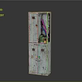 Vintage Metal Locker Cabinet With Rusted White Finish Double Door Industrial Style Furniture