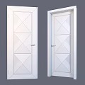 Classic Wooden Hinged Doors With Intricate Geometric Pattern And Silver Handles 3d model