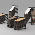 Sturdy Display Racks Organizing Multiple Wooden Panels With Various Colors And Materials