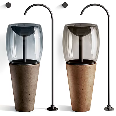 Stylish Modern Glass Washbasins With Concrete Bases In Two Tones 3d model