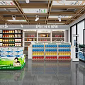 Well Stocked Supermarket Department Store With Shelves Beverages Dairy Products Wooden Ceiling And Windows