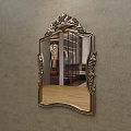 Ornate Grapevine Carved Golden Mirror Reflecting Room Interior With Bed Sofa Decor And Wooden Floor