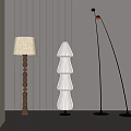 Modern Floor Lamps With Wooden Base Layered Shade And Curved Black Metal Stand