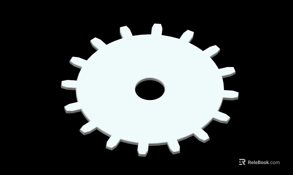 White Gear With Teeth And Central Hole On Black Background Design 3d model