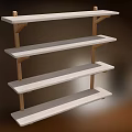 Wooden Wall Mounted Four Tier Shelves With Simple Design For Home Storage