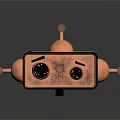 Shiny Copper Robot With Blue Eyes Antennas And Control Buttons On Reflective Surface