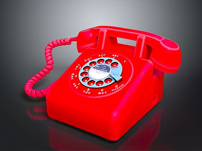 Red Rotary Dial Telephone Electronic Appliance With Classic Design And Retro Look 3d model