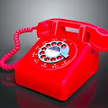 Red Rotary Dial Telephone Electronic Appliance With Classic Design And Retro Look