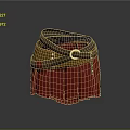 Red Fringed Skirt With Brown Suede Belt And Metal Buckle Design