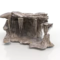Realistic Natural Cave Rock Formation With Stalactites Stalagmites And Rocky Texture