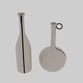 Modern Set of Two Ceramic Vases With Different Shapes Black Line Decorations And Loop Handles