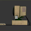 Retro Electronic Computer With Decorative Monitor Keyboard Mouse And Cartoon Screen
