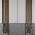Modern Background Wall Design With Wooden Panels Stone Texture And Artwork