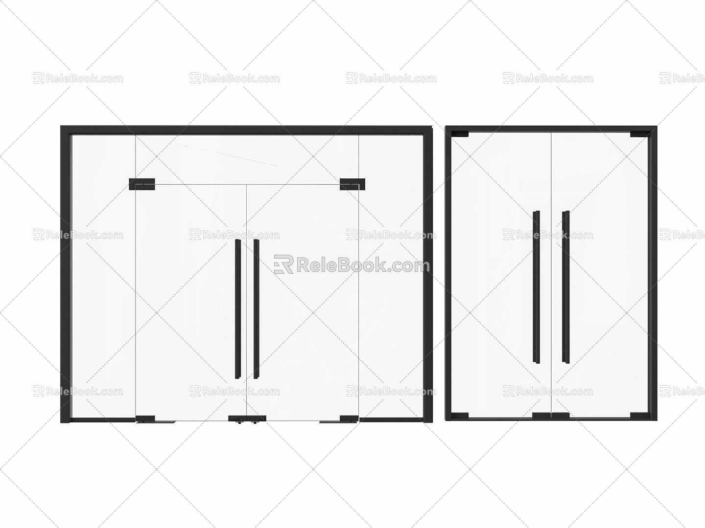 Modern glass door combination double door glass single door office glass door 3d model