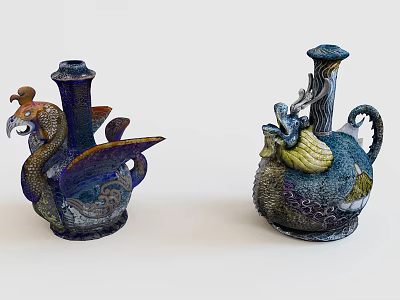 Chinese-style Ceramic Utensils Porcelain Bottle Ornaments 3d model