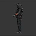 Tactical Soldier In Full Combat Gear With Body Armor And Helmet Standing