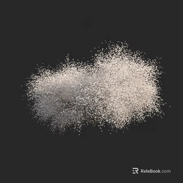 Arbor Tree With White Blossoms Lush Canopy Against Black Background Scene 3d model 