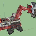 Red Tracked Functional Excavator Shoveling Rocks At Construction Site 3d model