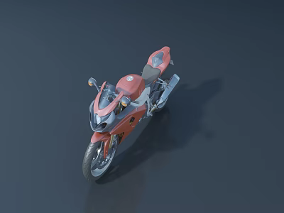 Red Sport Motorcycle With Streamlined Body Sleek Design And Shiny Finish 3d model