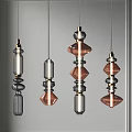 Contemporary Pendant Lights With Geometric Metal And Glass Designs In Copper Black And Transparent