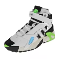 Stylish High Top White Shoes With Black Green Blue Accents And Chunky Sole Design
