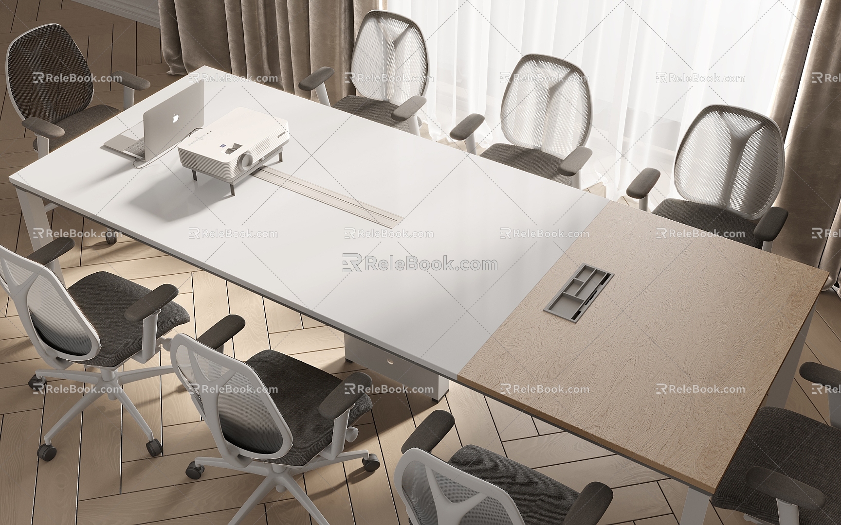 Conference table and chair combination 3d model