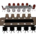 Modern Conference Room Setup With Rectangular Tables And Ergonomic Office Chairs 3d model