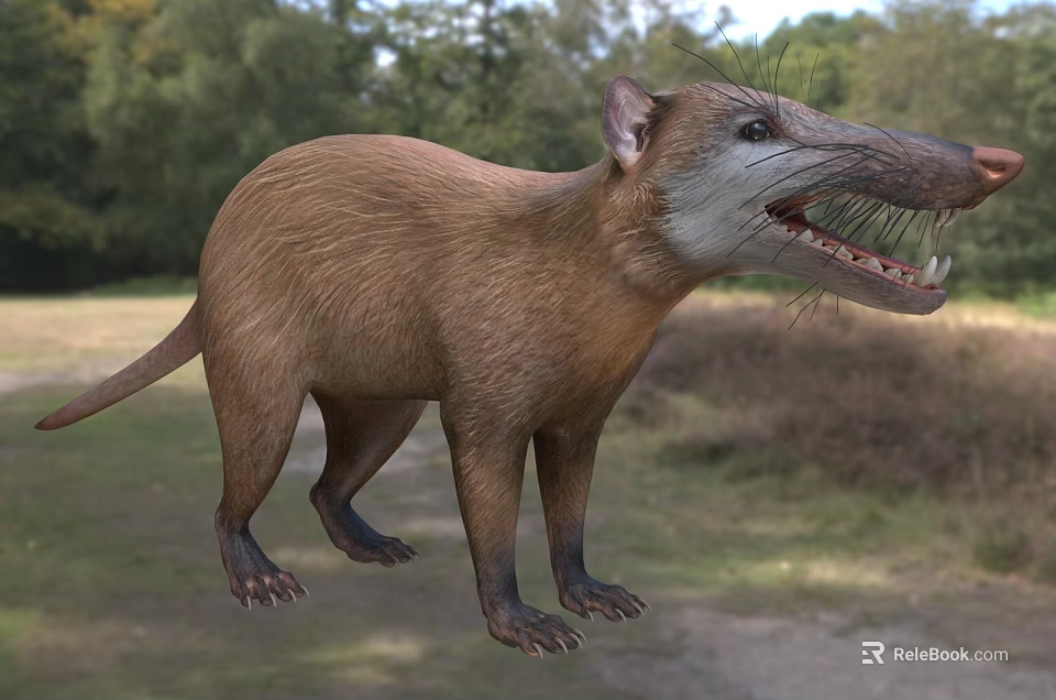 Brown Scaly Reptile With Long Tail And Sharp Claws In Forest Habitat 3d model 