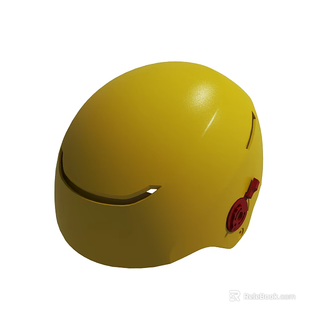 Yellow Safety Helmet With Adjustable Red Knob And Smooth Surface Design 3d model