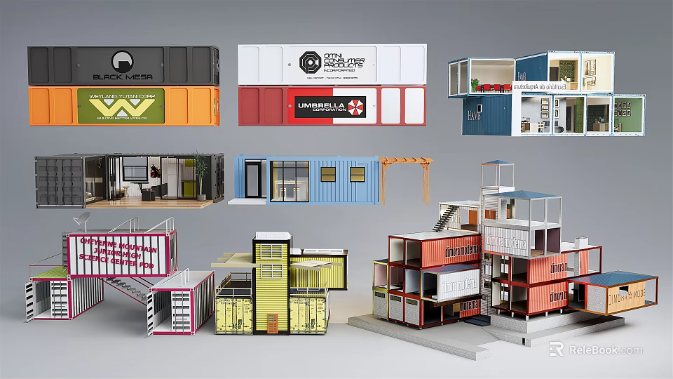 Innovative Container Buildings With Modern Design And Multi Story Commercial Structures 3d model 