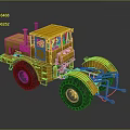 Yellow Heavy Construction Grader With Large Tires And Detailed Mechanical Structure 3d model