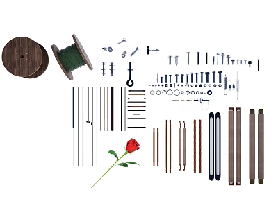 Essential Hand Sewing Tools Collection With Thread Spools Needles Scissors Buttons And Rose 3d model