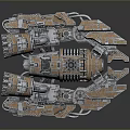 Sci Fi Spaceship With Intricate Mechanical Parts Glowing Green Accents And Metallic Texture
