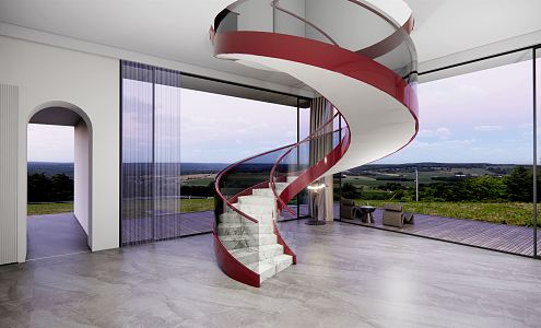 modern revolving staircase revolving staircase glass handrail staircase 3d model