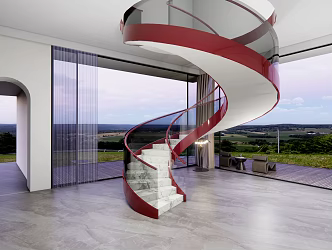 modern revolving staircase revolving staircase glass handrail staircase 3d model