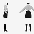 Black And White Formal Outfit With Shirt Tie Skirt Socks And Mask
