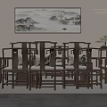 Chinese Style Solid Wood Tea Table And Chairs With Tea Set And Carpets Near Window