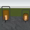 Outdoor Lantern Lights With Black Frame Illuminated On Stone Floor Among Green Plants