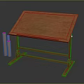 Wooden Drafting Table With Sturdy Frame And Rolled Scrolls For Art Studio