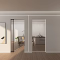 Modern Home Interior With Glass Sliding Doors Connecting Spaces And Wooden Flooring
