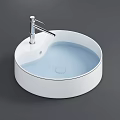 Modern White Round Washbasin With Silver Faucet And Light Blue Interior 3d model