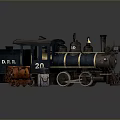 Vintage Train Model B.R.R. Number 20 With Blue Black Design And Small Cargo Car