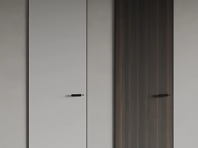 Modern Hinged Doors With White And Dark Brown Wooden Panels For Contemporary Interior Design 3d model