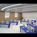 Modern Monitoring Room Interior With Control Console Ergonomic Chairs And Monitor Screens