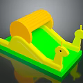 Colorful Inflatable Kids Play Slide With Yellow Green Design And Animal Shapes