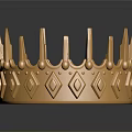 Golden Decorative Crown With Spikes Beads And Diamond Shaped Patterns For Home