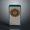 Modern Smartphone With Blue Frame Decorative Screen Pattern And Time
