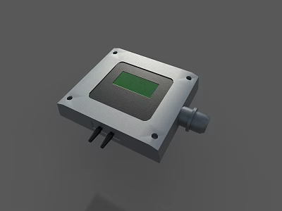 Industrial Monitoring Equipment With Square Metal Enclosure And Green Digital 3d model