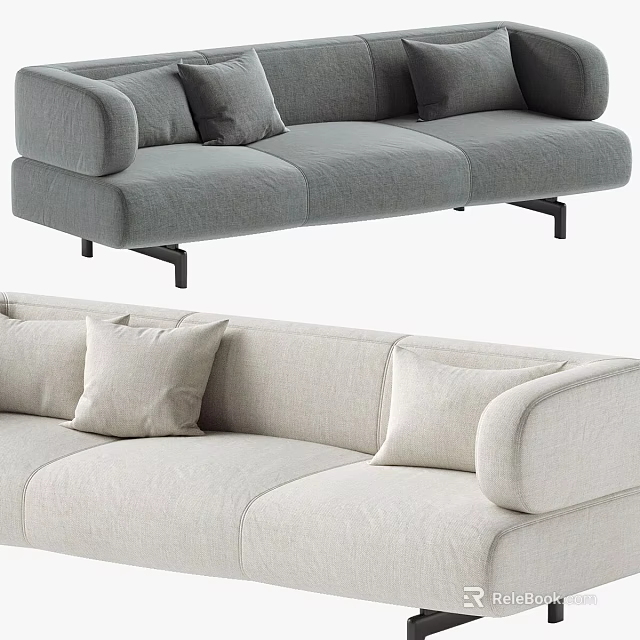 Modern Sectional Sofa Design With Gray And Beige Upholstery And Comfortable Cushions 3d model 